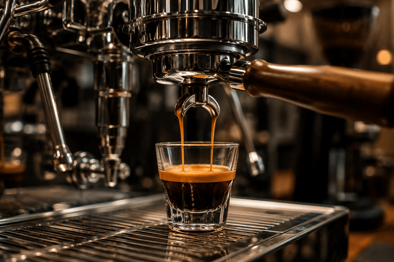 Espresso som brygges fra en espressomaskin